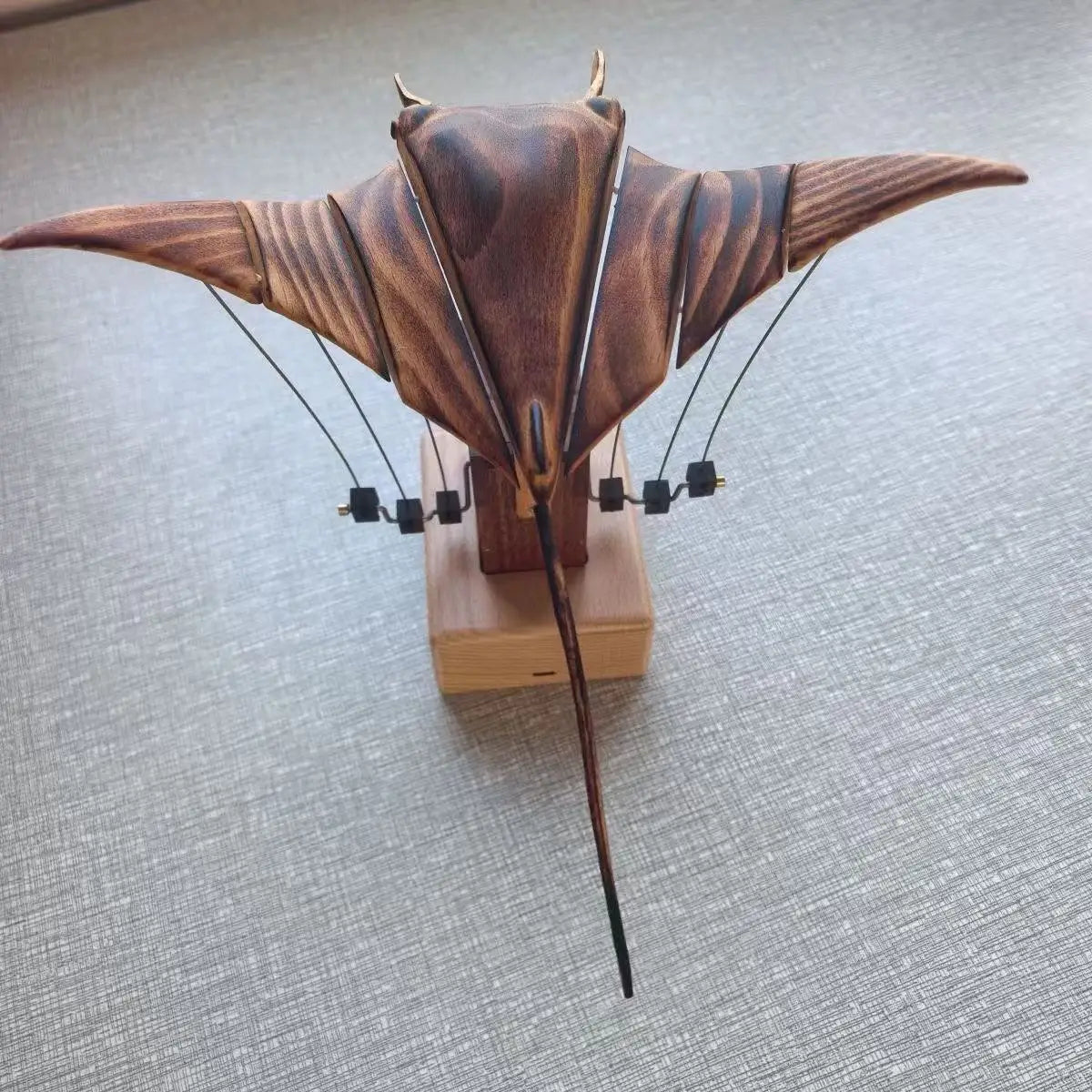 Exquisite Hand-Carved Flying Manta Ray Kinetic Sculpture