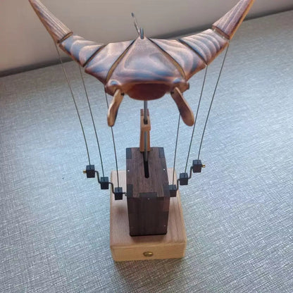 Exquisite Hand-Carved Flying Manta Ray Kinetic Sculpture