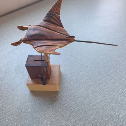 Exquisite Hand-Carved Flying Manta Ray Kinetic Sculpture