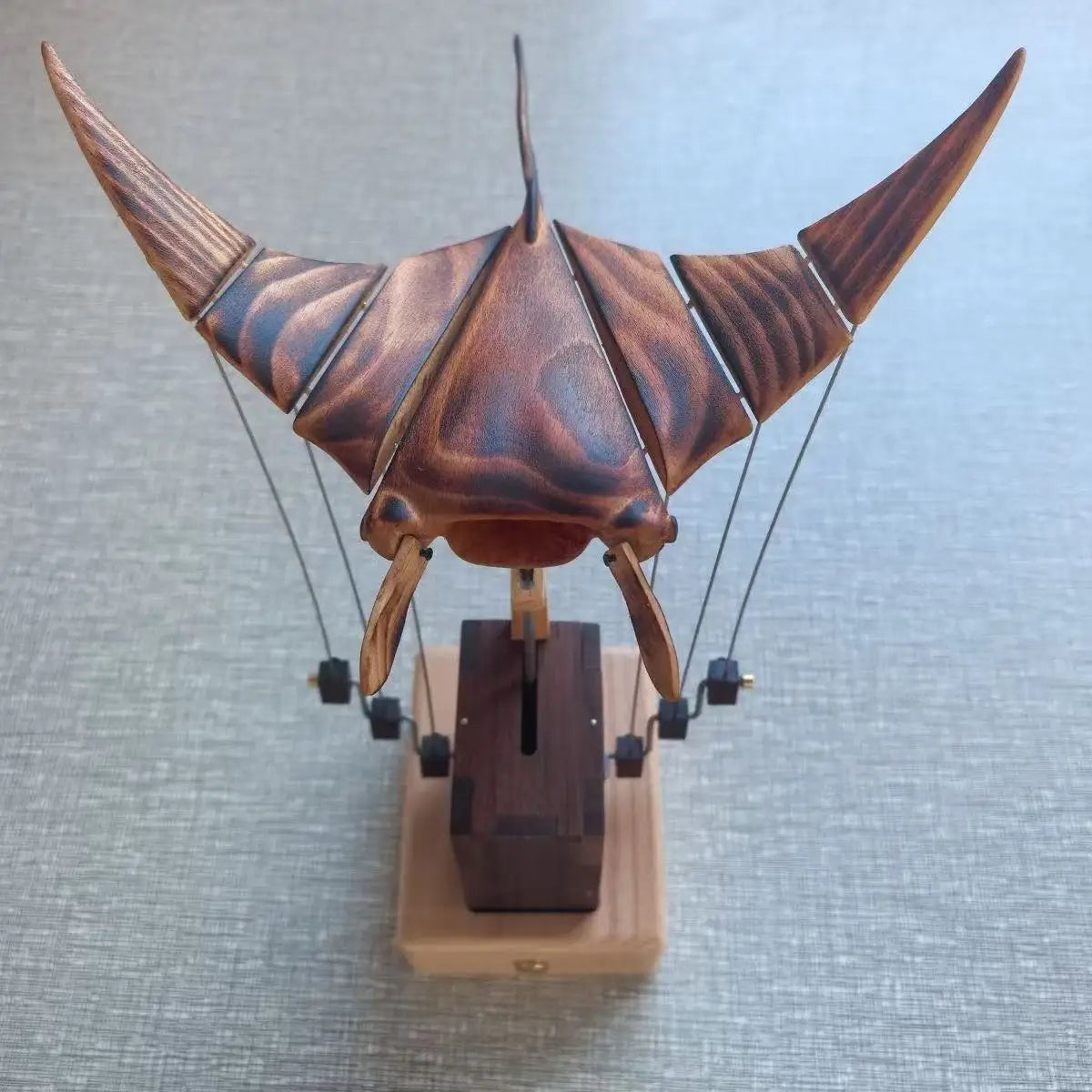 Exquisite Hand-Carved Flying Manta Ray Kinetic Sculpture