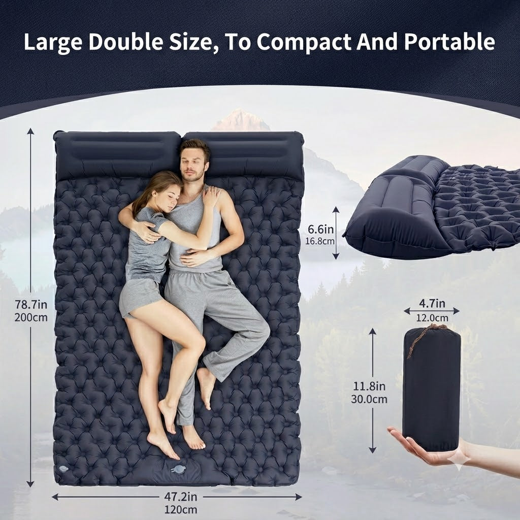 CloudRest Double Inflatable Mattress With Built-In Pump