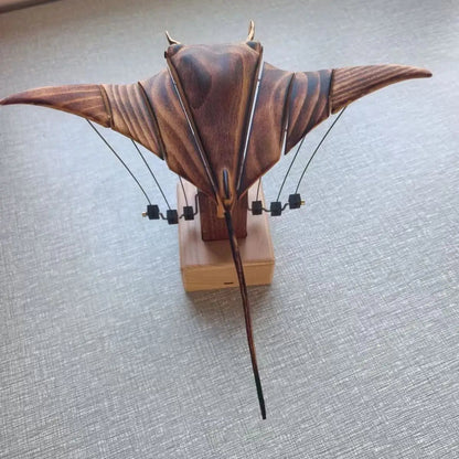 Exquisite Hand-Carved Flying Manta Ray Kinetic Sculpture