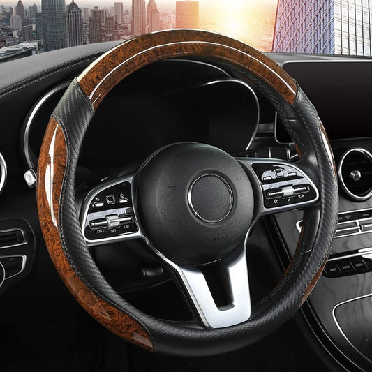 Luxurious Wood Grain Car Steering Wheel Cover